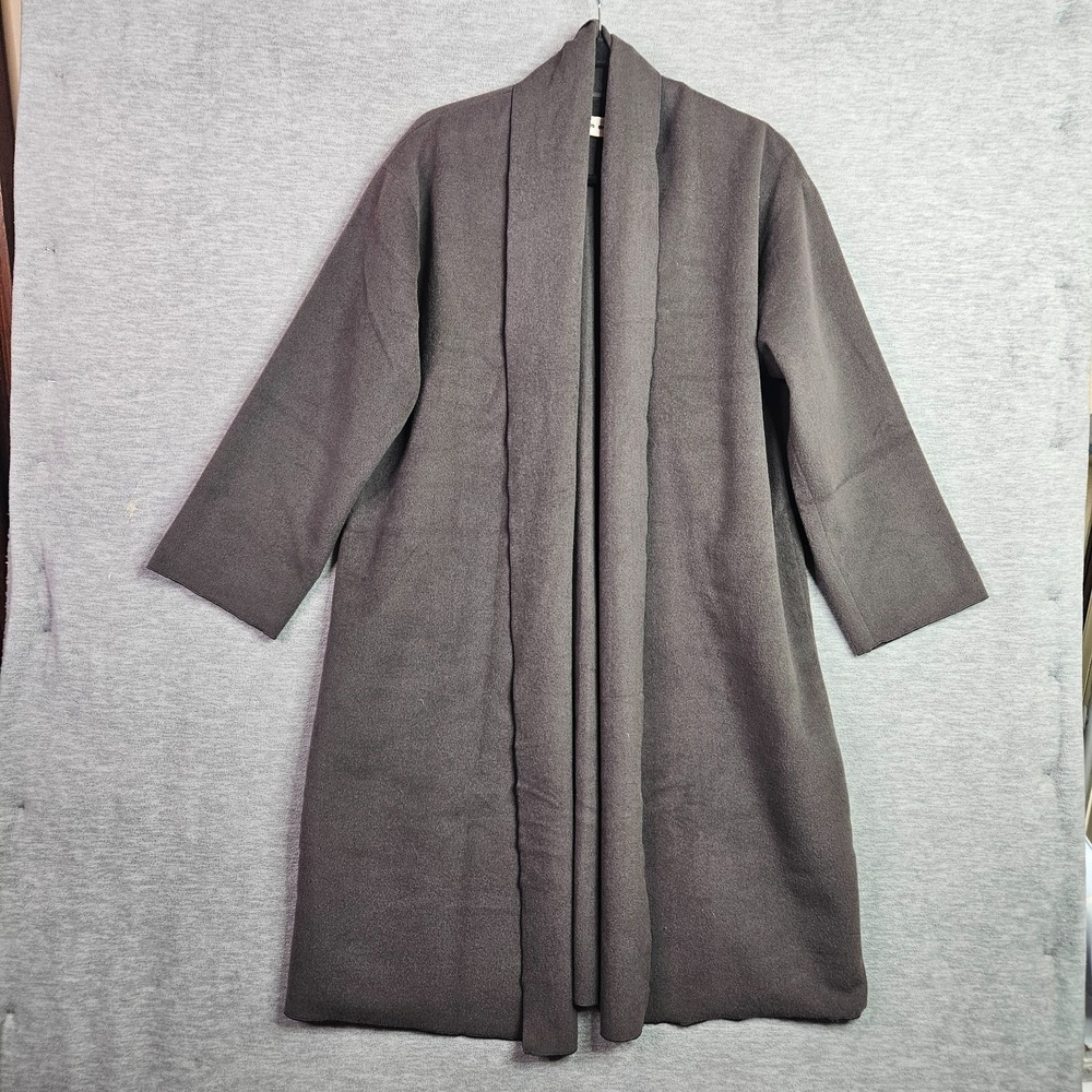 Evam Eva Women's Open Front Angora Oversize Coat Gray Minimalist Size 2